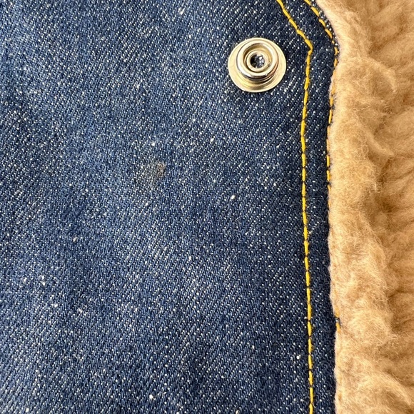 Vintage Olympic of Canada Sherpa Lined Blue Denim Vest w/ Tan Lining Made in CA - Picture 8 of 10